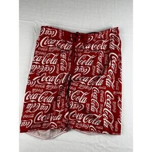 Coca-Cola Men's Red All Over Print Shorts Size 34 100% Polyester
